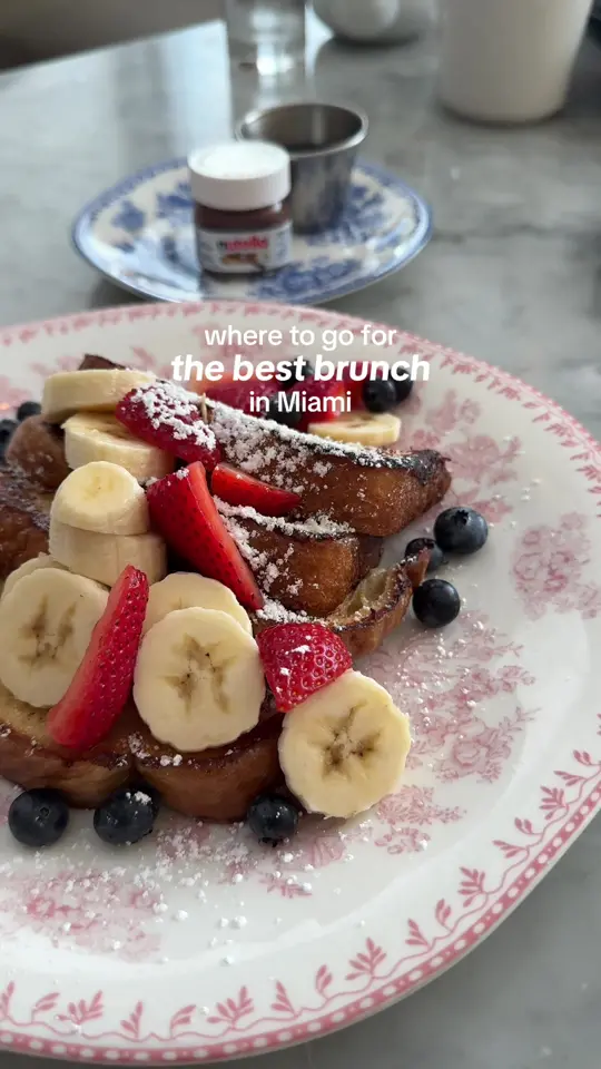 Orange Blossom in Miami Beach showing brunch, pancakes, eggs, video by kirabernhard on TikTok
