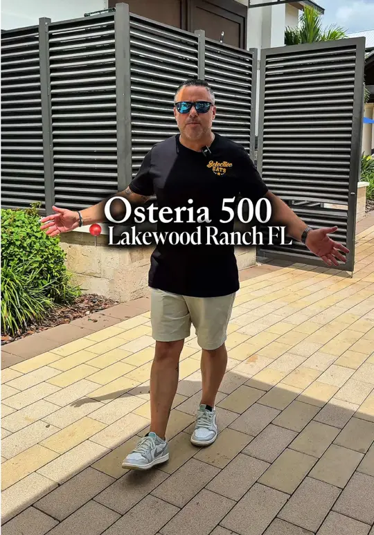 Osteria 500 in Sarasota showing restaurant review, homemade pasta, prosciutto display, appetizers, neapolitan pizza, video by selective_eats_usa on TikTok