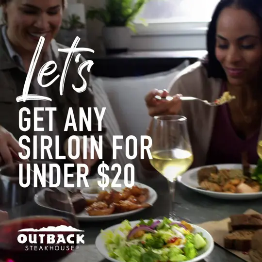 Outback Steakhouse in Gainesville showing food, signature sirloins, video by Outback Steakhouse on Facebook