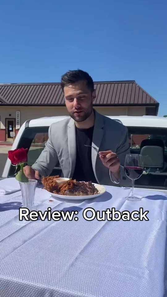 Outback Steakhouse in Orlando showing review, ribeye steak, blooming onion, video by maxthemeatguy on TikTok