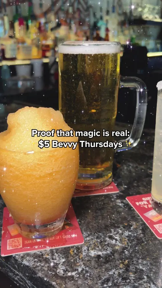 Outback Steakhouse-Palm Coast in Palm Coast showing cocktail, sauza gold coast ritas, food, $5 wallaby darneds, food, 22oz big blokes, video by outback_official on TikTok