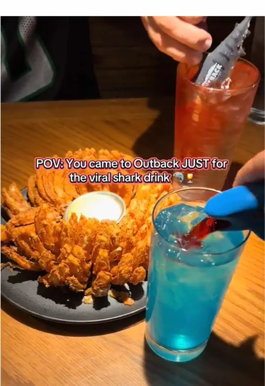 Outback Steakhouse-Winter Park in Winter Park showing drink, shark blood drink, video by mirandaajae on TikTok