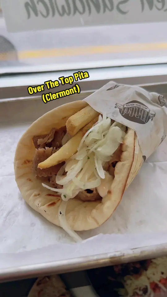 Over The Top Pita in Clermont showing greek food, gyros, video by miamorecommends on TikTok