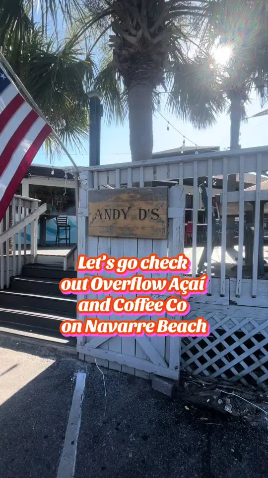 Overflow Açaí & Coffee Co - Navarre in Navarre showing visit, review, coffee, açaí bowl, spirulina and coconut base, video by carleyonthecoast on TikTok