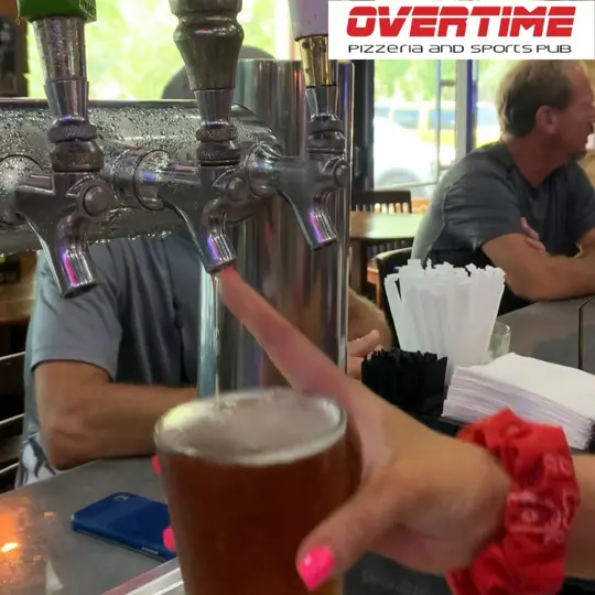  in Florida showing happy hour, prime rib special, live music, prime rib french dip sandwich, sports, video by Overtime Pizzeria and Sports Pub on Facebook