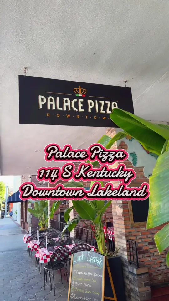 Palace Pizza in Lakeland showing pizza, hot honey pizza bowl, video by not_your_average_mailman on TikTok