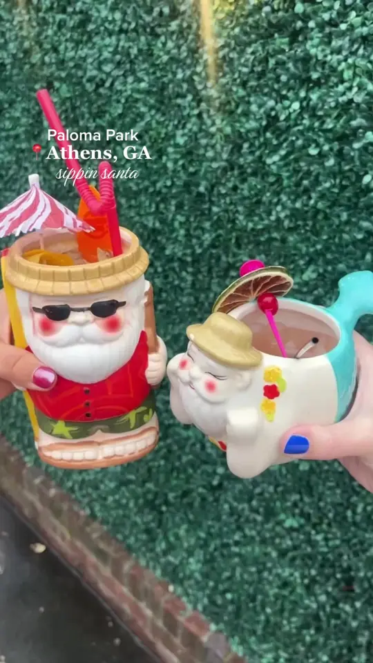 Paloma Park in Athens showing holiday cocktails, video by ellifeingold on TikTok