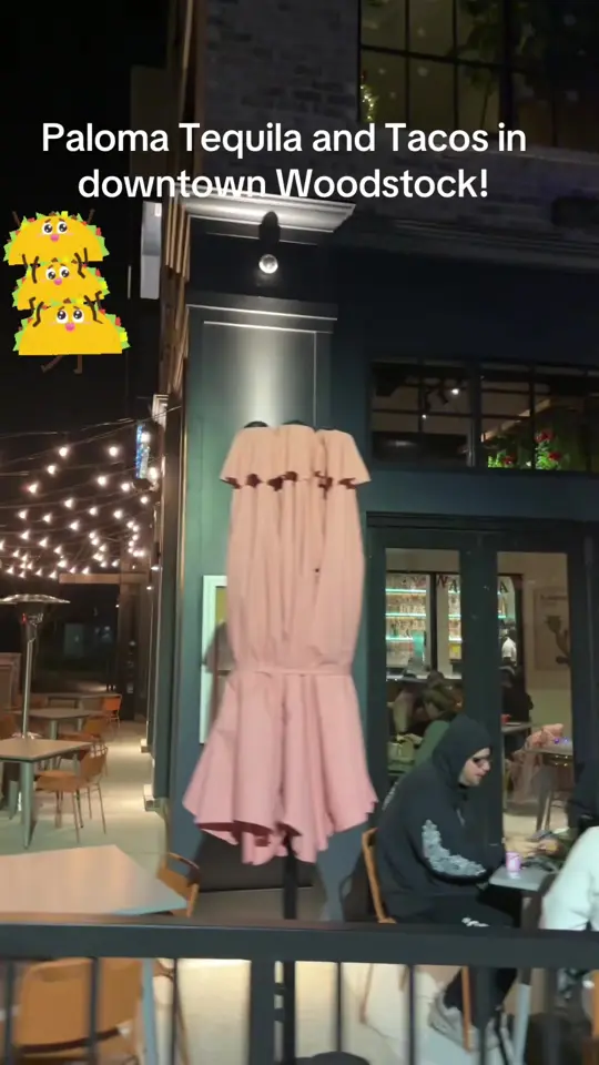 Paloma Tequila and Tacos in Woodstock showing visit, review, carne asada tacos, video by kathyflanaganroeh on TikTok