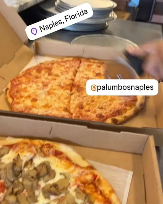 Palumbo's Pizzeria in Naples showing pizza, visit, video by Palumbo's Pizzeria Lely on Facebook