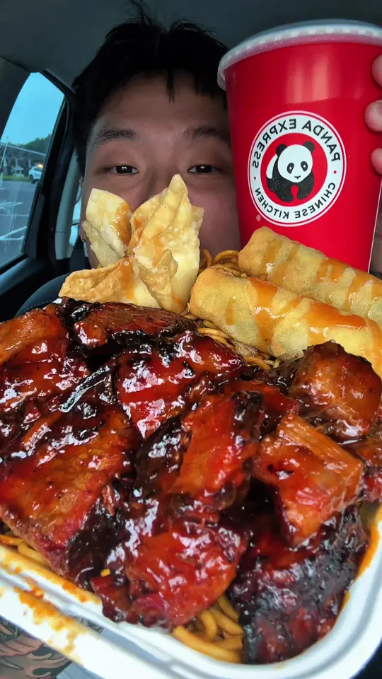 Panda in Blackshear showing food, cantonese bbq brisket, video by imeatingshhhhh on TikTok