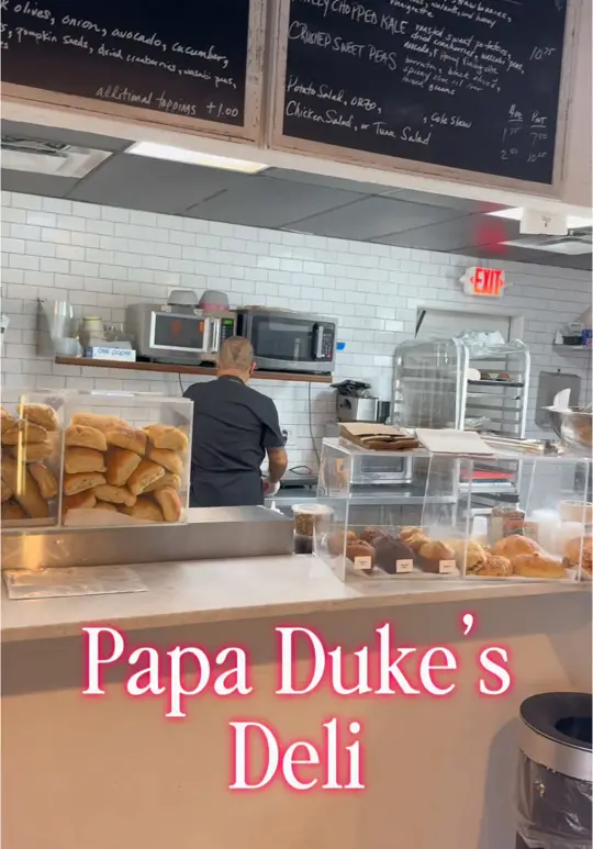 Papa Duke's Deli in Wilton Manors showing breakfast, bacon egg and cheese, video by jeffandmarkexploring on TikTok