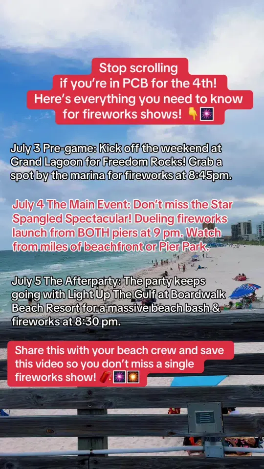 Papa Joe's Bayside in Panama City showing live music, fireworks, food trucks, video by hypegirljenn on TikTok