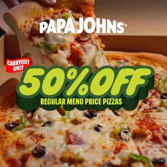 Papa Johns Pizza in Palm Coast showing pizza, carryout promotion, video by Papa John's Pizza on Facebook
