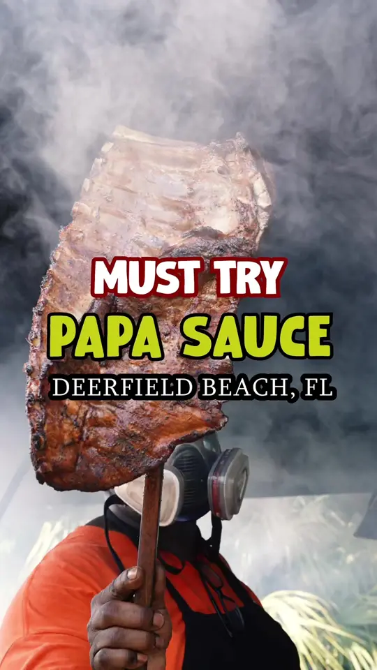 Papa Sauce in Deerfield Beach showing review, visit, bbq, ribs, video by brieatsmiami on TikTok