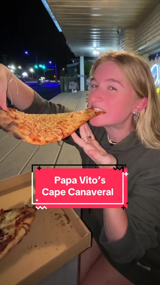 Papa Vito's Italian Restaurant And Pizza Kitchen in Cape Canaveral showing pizza, cheese pizza, everything pizza, video by acaicaitlin on TikTok