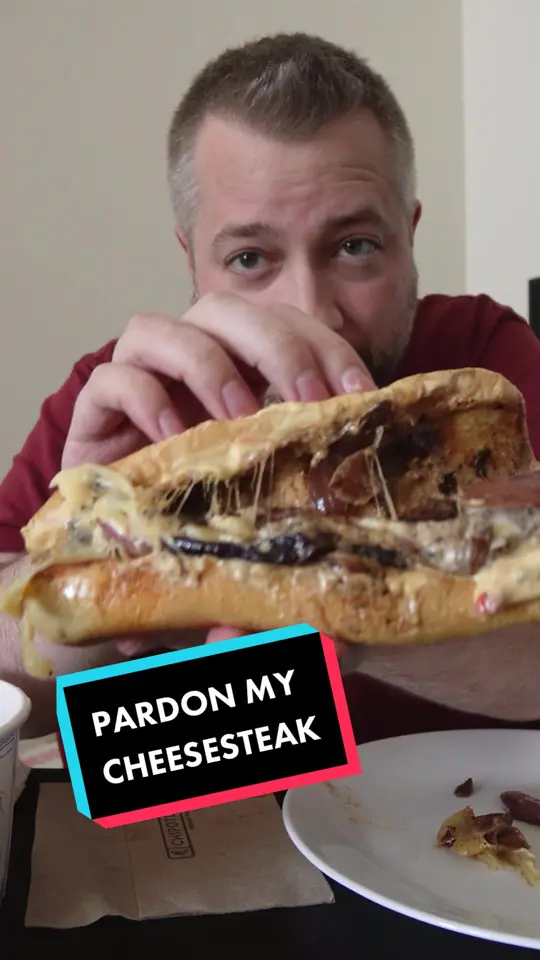 Pardon My Cheesesteak in Pooler showing review, cheesesteak, video by papi.eats on TikTok