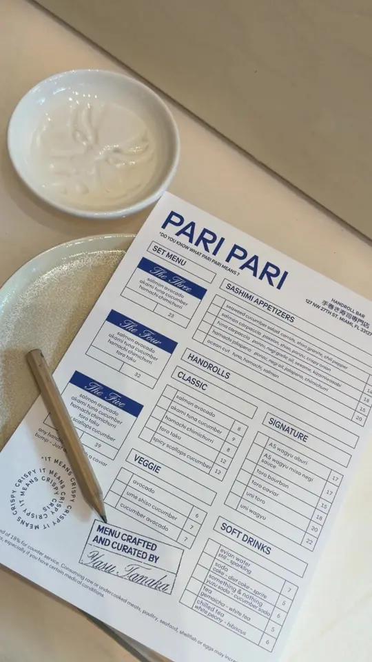 PARI PARI Handroll Bar in Miami showing review, visit, handroll bar, video by elizabetheliasss on TikTok