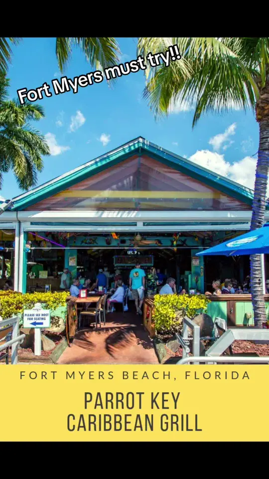Parrot Key Caribbean Grill in Fort Myers Beach showing review, visit, video by mrs_oconnfl on TikTok