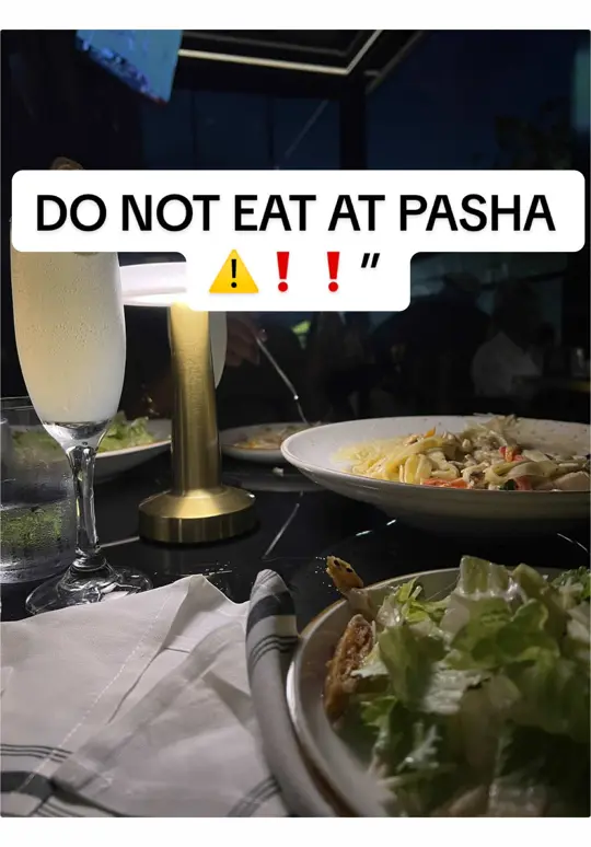 Pasha Restaurant and Bar in Atlanta showing review, maggots in salad, video by fitzthebrand on TikTok