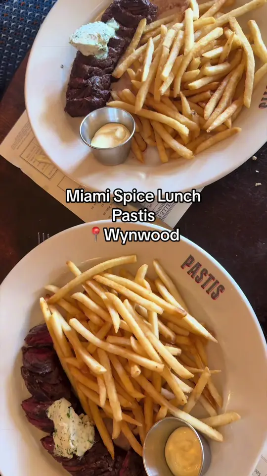 in Florida showing restaurant visit, lunch, leeks, escargots, steak frites, burger, video by daniellerod_ on TikTok