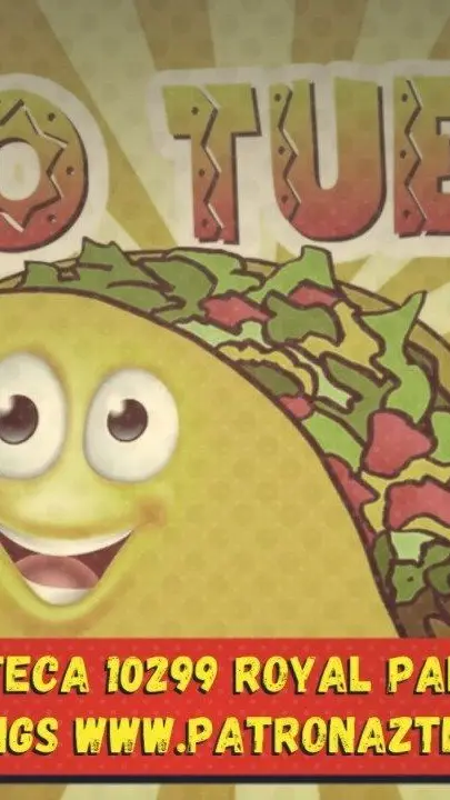 Patron Azteca in Hollywood showing promotion, all you can eat tacos, video by 06/10/2019 on Facebook