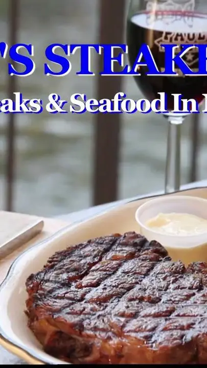 Paul's Steakhouse in Helen showing restaurant, steakhouse, black angus beef, steaks, seafood, crabs, oysters, conch fritters, jumbo shrimp, little neck clams, alaskan snow, video by Helen,Georgia on Facebook