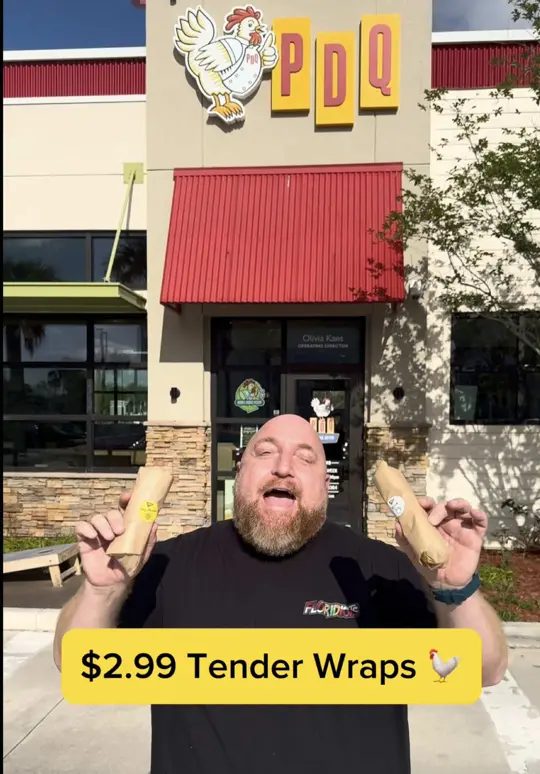 PDQ in Brooksville showing food, chicken tenders, video by baldy_eats on TikTok