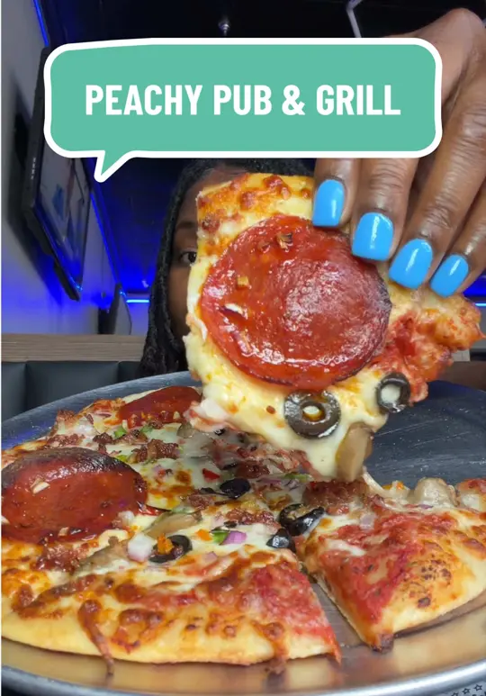 Peachy Pub & Grill in Rome showing restaurant visit, food review, video by tiambrya on TikTok