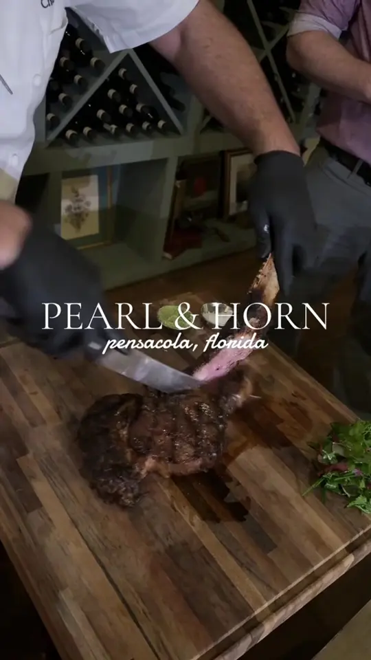 Pearl & Horn in Pensacola showing restaurant review, food, video by benjamintrey on TikTok