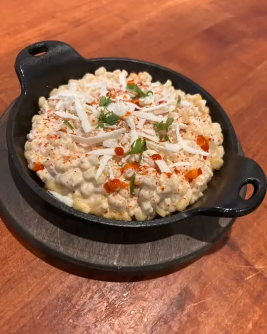 Pedro's Mexican Grill and Cantina in Zebulon showing menu item, street corn esquite, video by Pedros Zebulon on Facebook