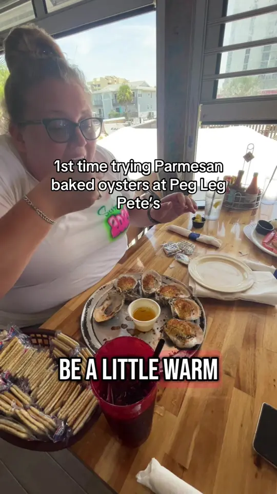 Peg Leg Pete's in Pensacola Beach showing oyster value, weekly specials, video by masvidaaaa on TikTok