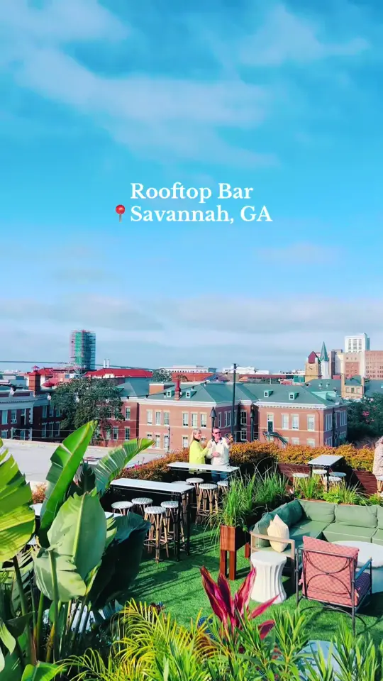 Peregrin in Savannah showing rooftop bar, views, visit, video by tripswithkris on TikTok