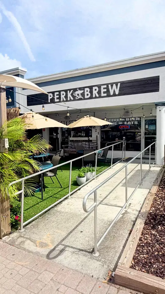 Perk & Brew in Cape Coral showing coffee, cozy vibe, video by Cape Coral Reviewed on Facebook