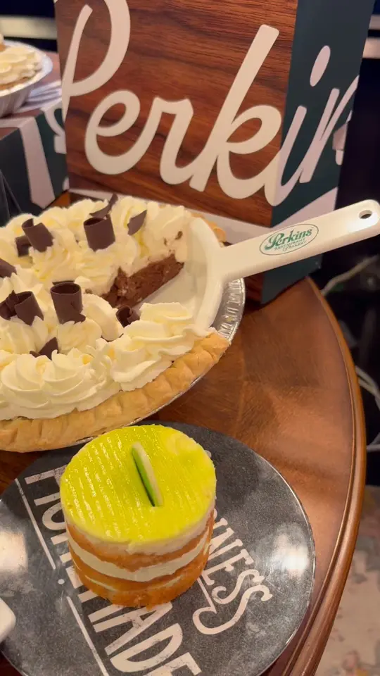 Perkins Restaurant & Bakery in North Port showing burgers, fries, pie, muffins, cookies, brownies, video by Perkins Restaurant Vann Drive on Facebook
