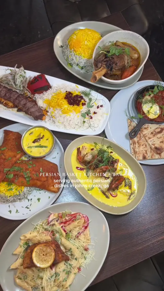 Persian Basket Kitchen & Bar in Johns Creek showing review, visit, patio, market, video by iixykay on TikTok