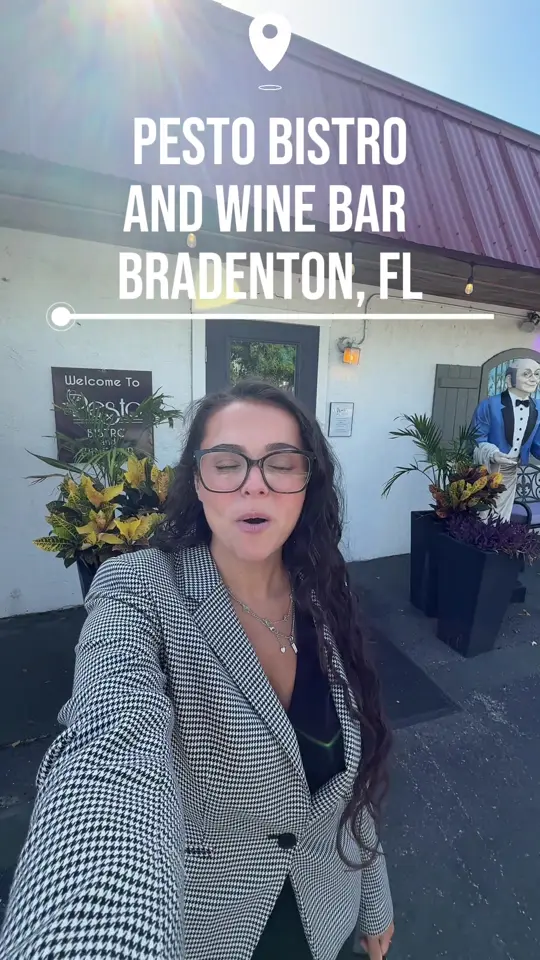 Pesto Bistro and Wine Bar in Bradenton showing restaurant visit, bistro atmosphere, video by haileypahuamba on TikTok