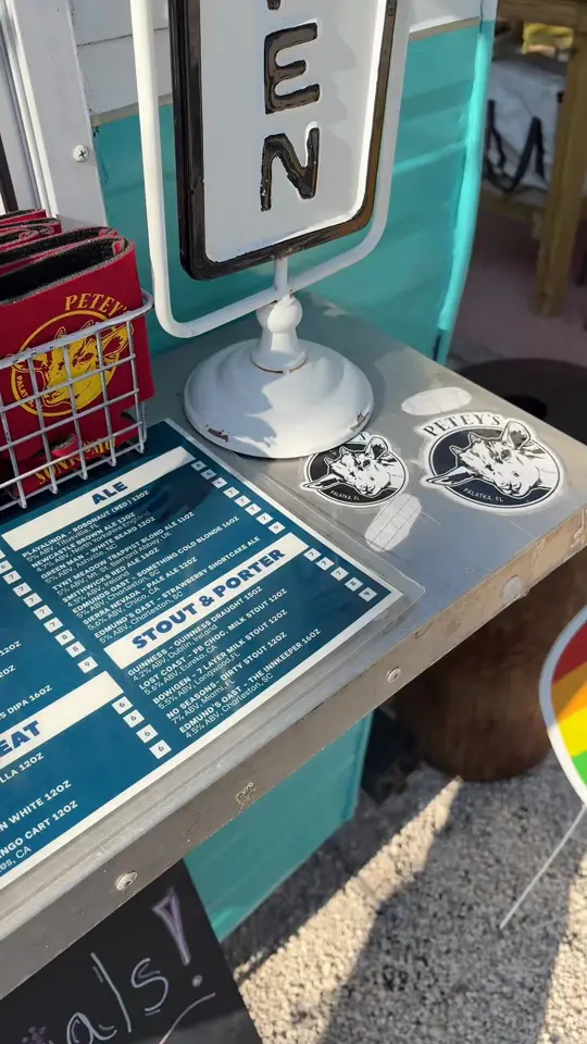 Petey's Beer & Wine Garden in Palatka showing drinks, goats, atmosphere, video by Petey's Beer & Wine Garden on Facebook