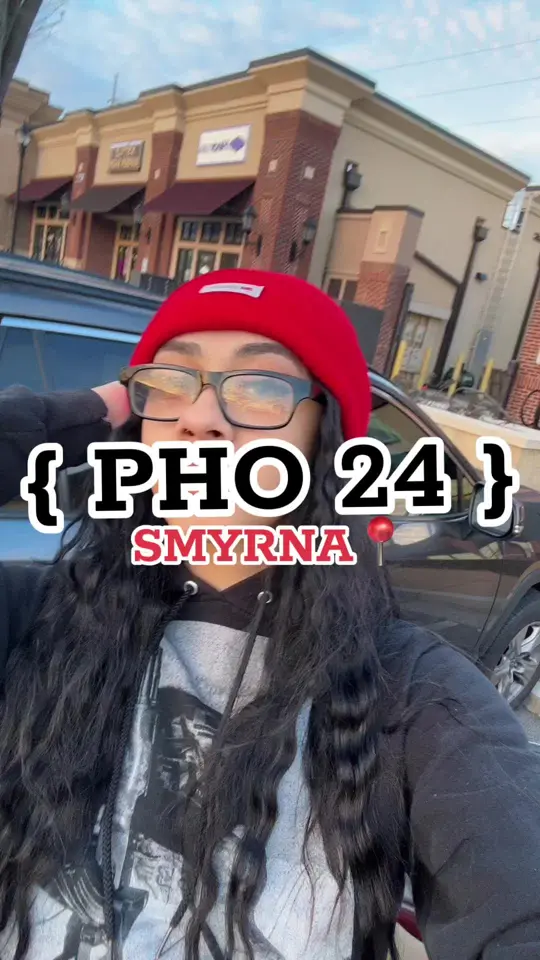 Pho 24 in Atlanta showing review, beef pho, shrimp pho, egg rolls, video by auripari on TikTok