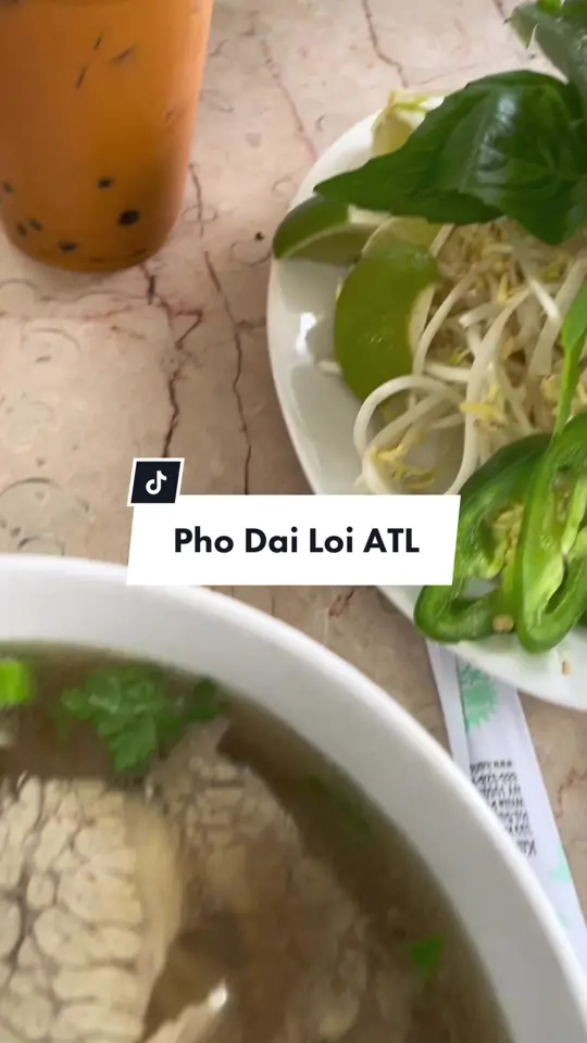 Pho Dai Viet Restaurant in Atlanta showing review, pho soup, shrimp & pork rolls, video by exquicydtaste on TikTok