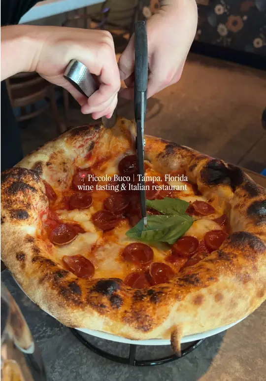 Piccolo Buco by Cooper's Hawk in Tampa showing food, chicken parmigiana, service, wine tastings, video by aleiastraveldiary on TikTok