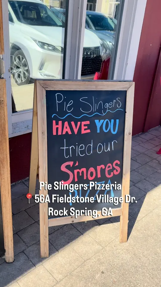 Pie Slingers Pizzeria in Rock Spring showing restaurant visit, gathering place, video by Walker County Chamber of Commerce on Facebook