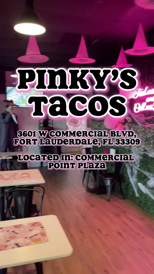 Pinkys Tacos in Fort Lauderdale showing visit, review, tacos, drinks, video by sk8natethefoodie on TikTok