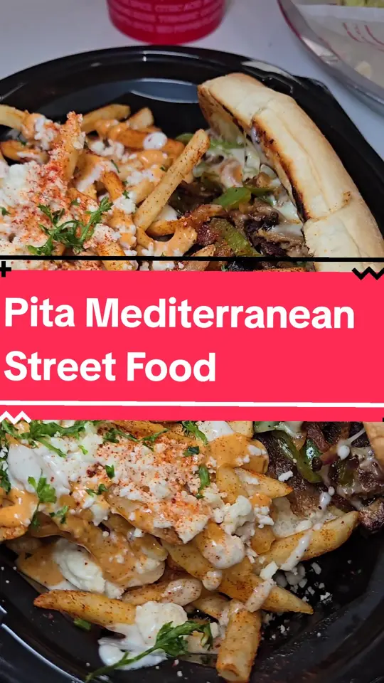PITA Mediterranean Street Food - Lawrenceville in Lawrenceville showing visit, casual dishes, gyro philly, greek fries, falafel, video by antlantaeats on TikTok
