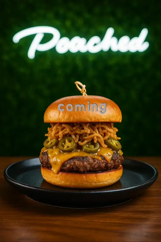  in Florida showing food, gourmet burgers, drinks, handcrafted milkshakes, video by Poached on Facebook