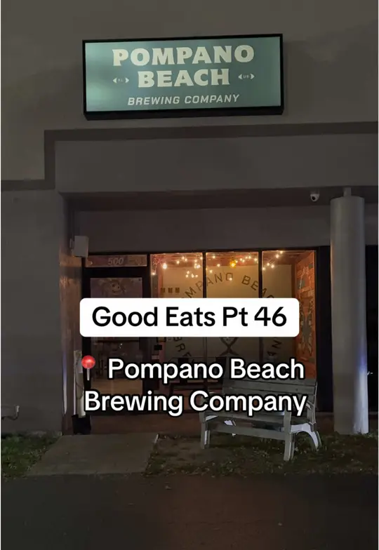 Pompano Beach Brewing Company in Pompano Beach showing craft beer, food truck, smash burgers, chopped cheese, smoked brisket, karaoke, video by ravebaeeats on TikTok