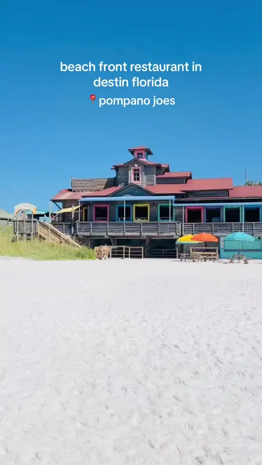 Pompano Joe's in Destin showing restaurant visit, delicious food, video by beachstaysvacations on TikTok