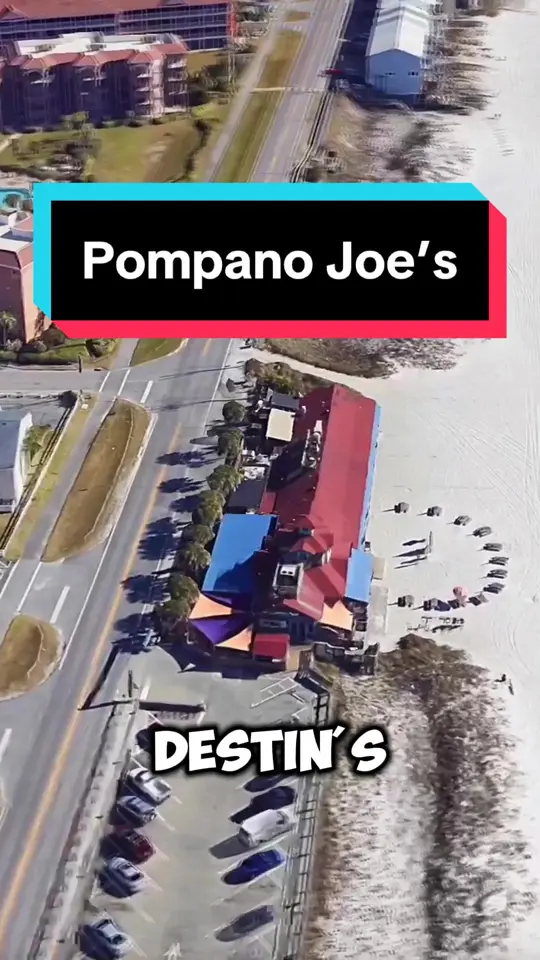 Pompano Joe's in Destin showing seafood, oysters, shrimp, po'boy, video by explorewithmedaily on TikTok