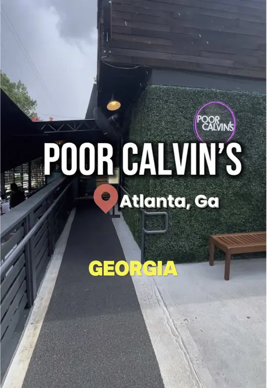 Poor Calvin's in Atlanta showing food, spicy basil fried rice w/ vegan protein, drink, wilding rum punch, video by iamchivaria_shay on TikTok