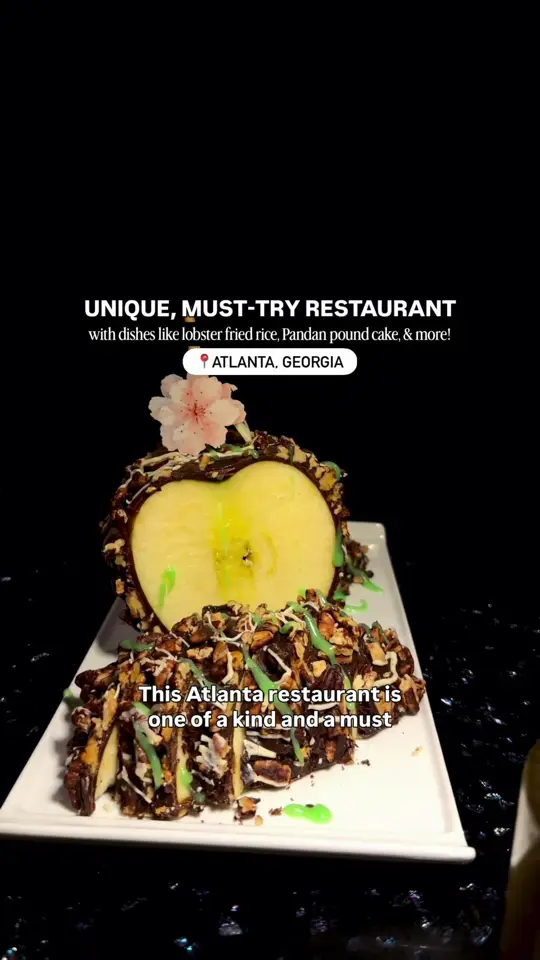 Poor Calvin's in Atlanta showing restaurant visit, lobster fried rice, pandan pound cake, lobster crawfish wontons, country fried chicken, lobster mac & cheese, cocktail, video by atldessertguide on TikTok