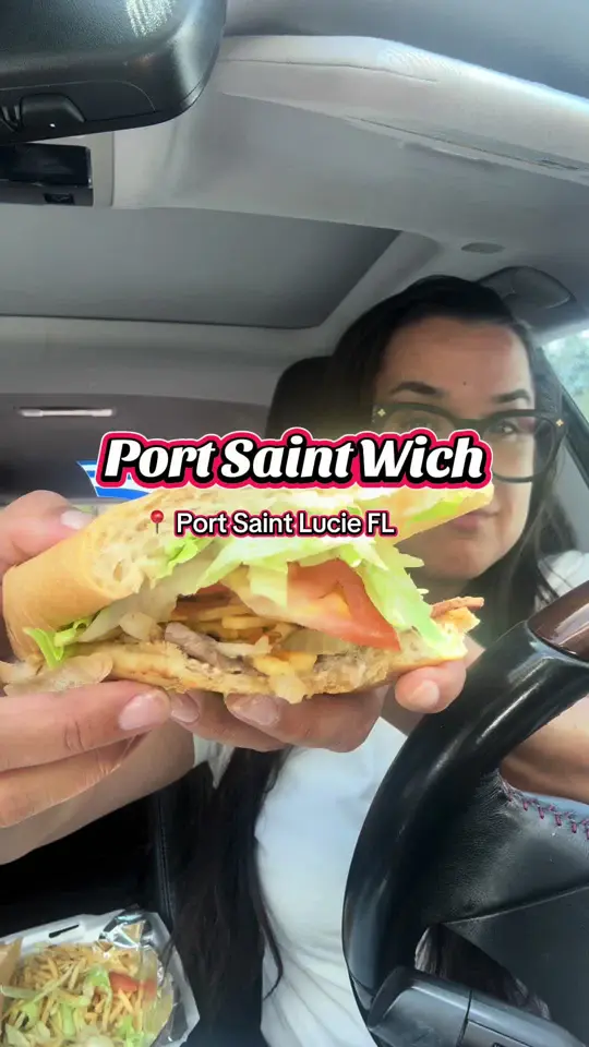 Port Saint Wich in Port St. Lucie showing visit, review, food, pan con bistec, video by mamaeatsworld on TikTok